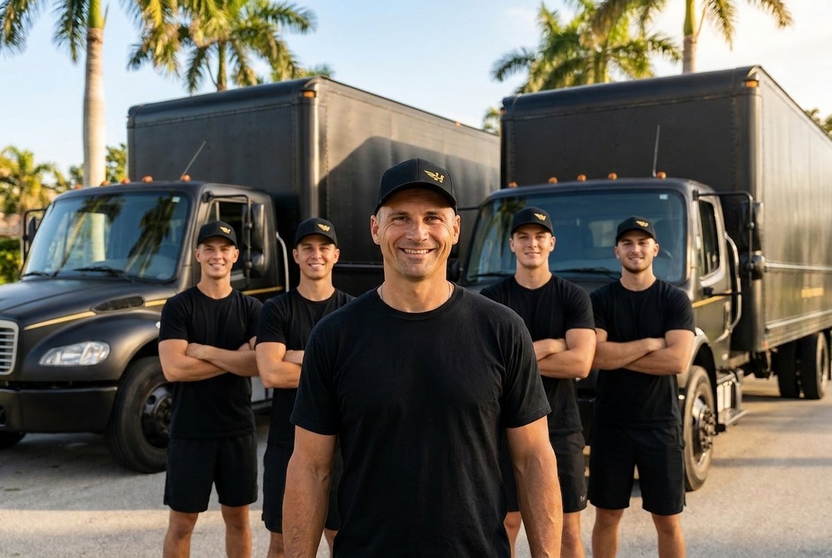 Petro and the Hermes Moving crew with our trucks
